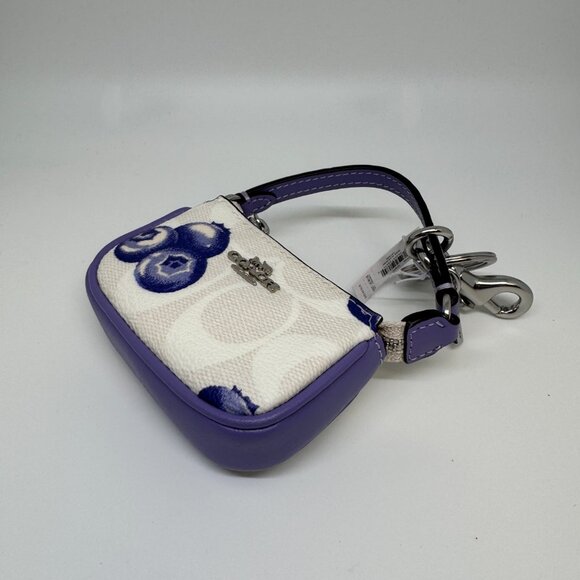 Coach Mini Nolita Bag Charm In Signature Canvas With Blueberry Print CR498 - Picture 3 of 6